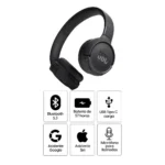 Audífonos bluetooth on ear JBL T520 Pure Bass máx. 57 horas, control de música y llamadas, negro - Imagen 2